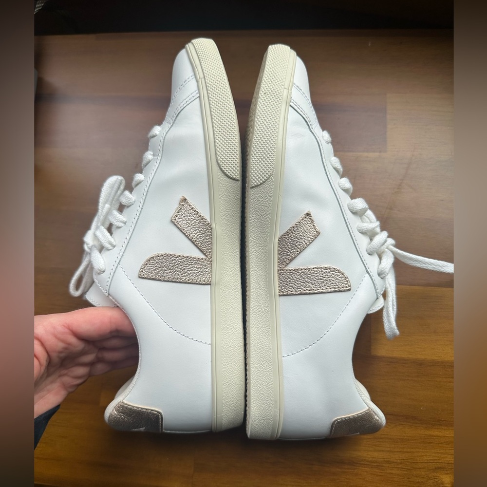 Veja White and Gold Women's Sneakers - Picture 11 of 13